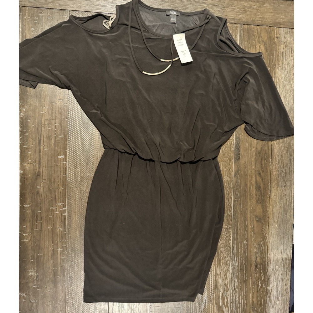NWT MSK Womens Size Large L Black Cold Shoulder Blouson Cocktail